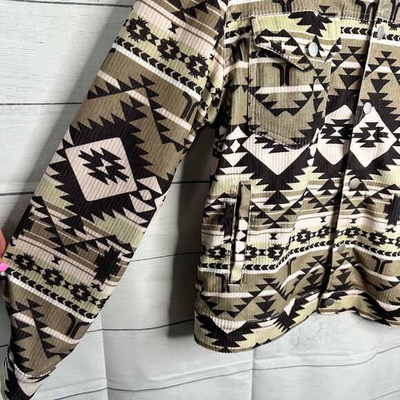 Wesc Mens Size Medium Womens Large Corduroy Trucker Blanket Jacket Aztec Western - Picture 6 of 13